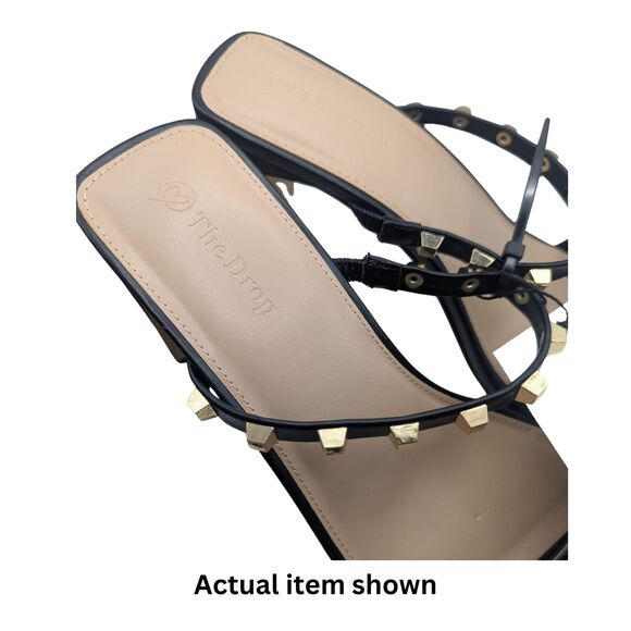 👠 The Drop 8.5 Avery Square Toe Two Strap Studded High Heel NEW - Picture 4 of 8